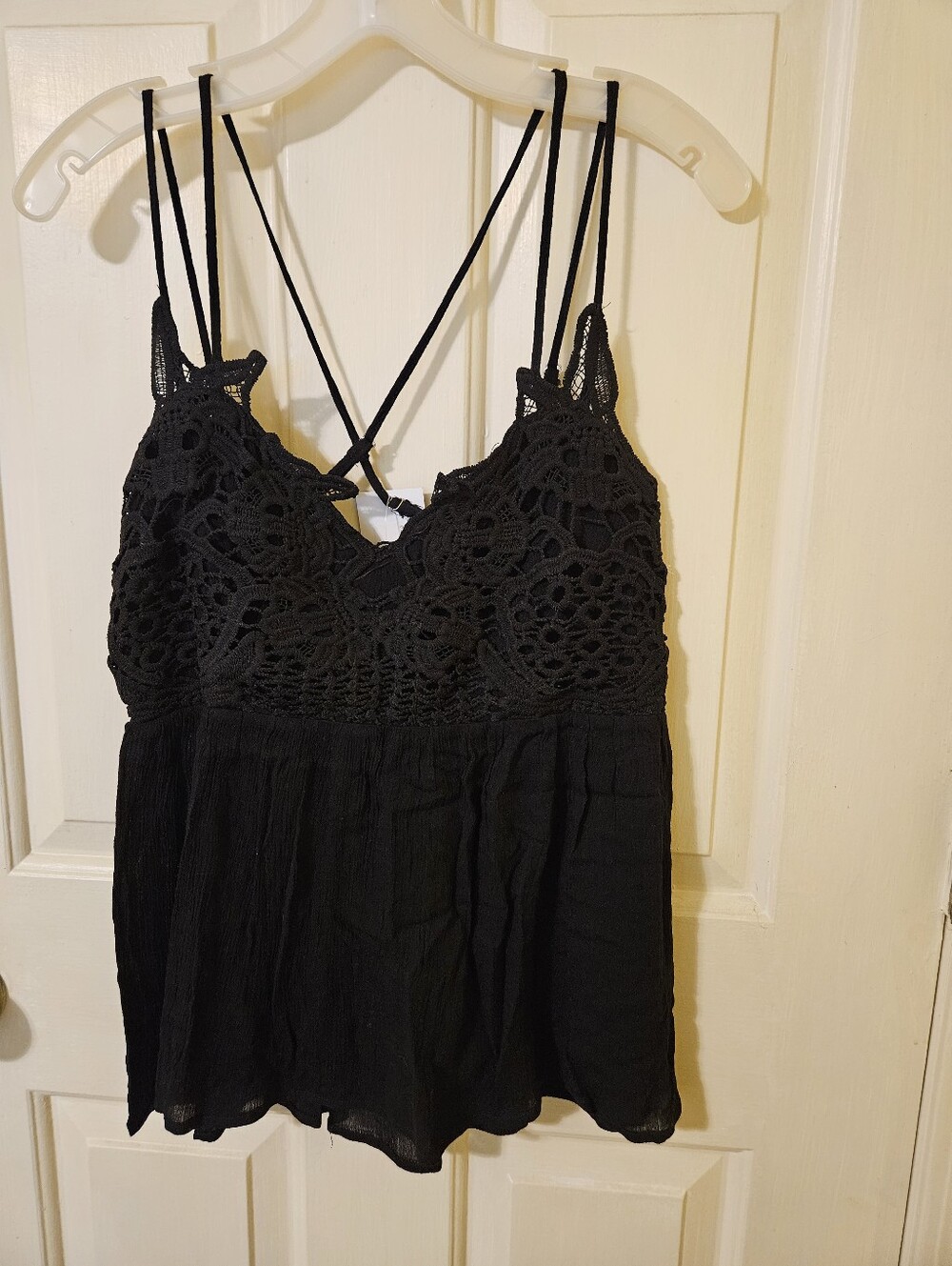 Black Crochet Lace Cami Top - Women
